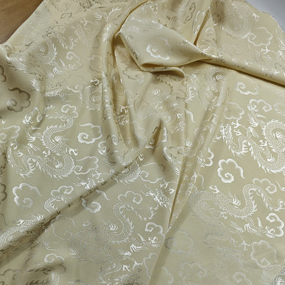 Dragon Brocade Satin Fabric By The Yard | 4 Colors, 59" Wide for Gowns & Costumes - Beige