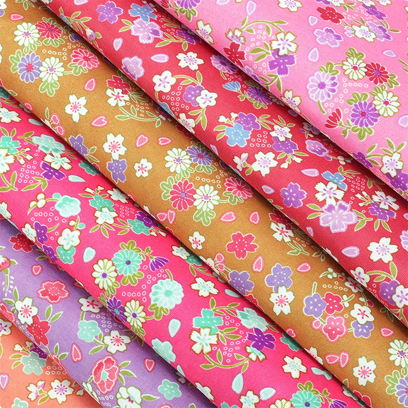 Small Floral Polyester Fabric, Tiny Print Cloth for Bags & Table Linens