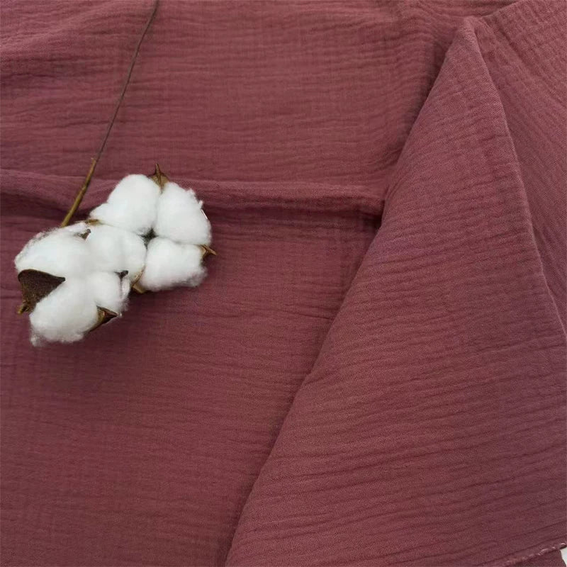 Double-Layer Cotton Gauze Fabric, Soft Crinkle Woven for Loungewear - Red Brown 94#