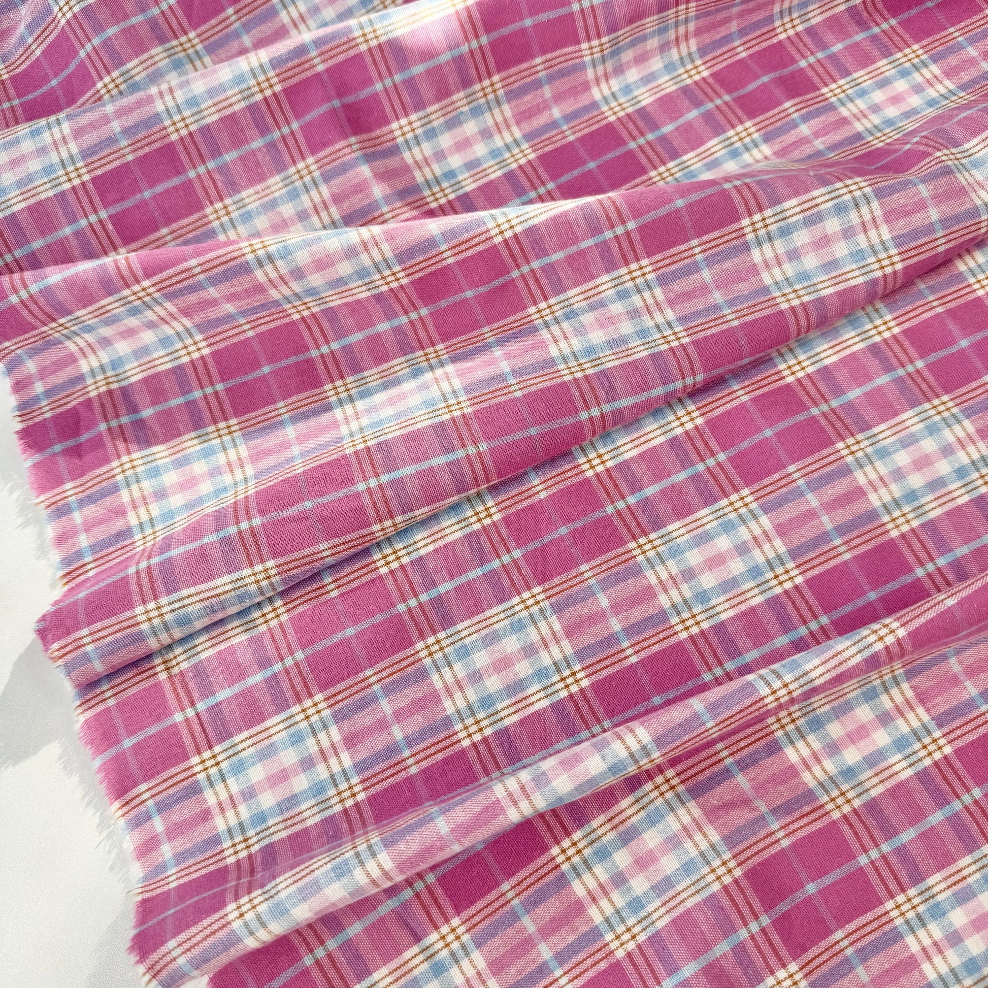 Yarn-Dyed Cotton Plaid Fabric, Korean Style, for Garments, Bags & Scrunchies