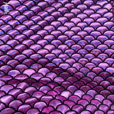 Holographic Fish Scale Stretch Fabric By The Yard | 10 Colors, 58" Wide, 2-Way Stretch for Dance Costumes & Stage Decor - Pink