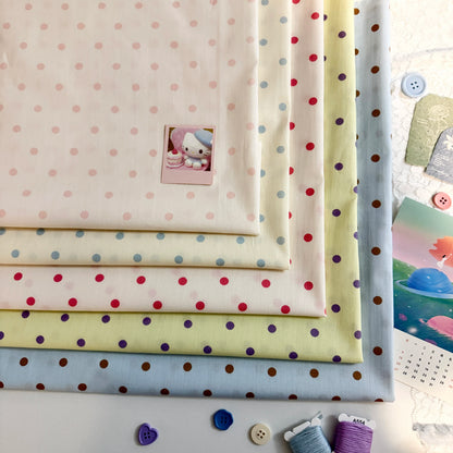 Cotton Print Fabric, Fresh Polka Dots, for Homewear, Scrunchies & Dollwear