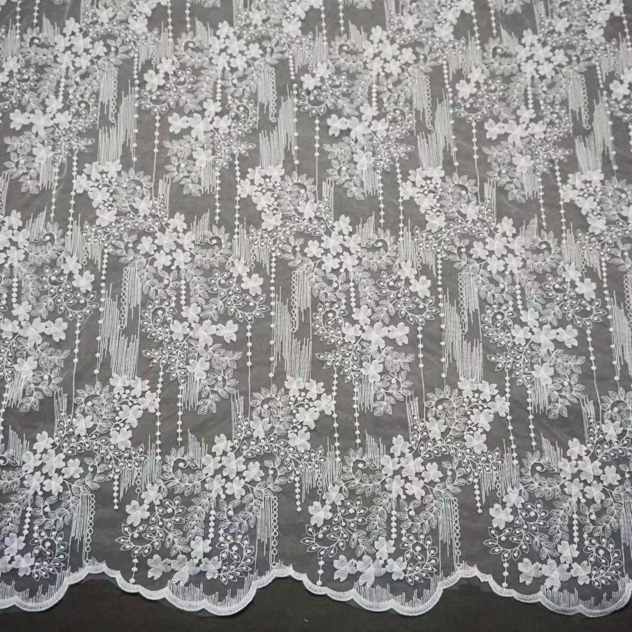 Embroidered Milk Silk Mesh Fabric for Girls' Dresses & Bridal