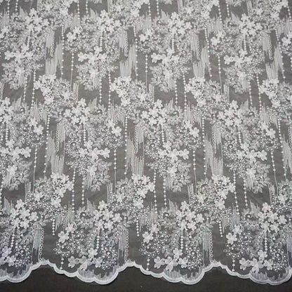Embroidered Milk Silk Mesh Fabric for Girls' Dresses & Bridal