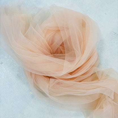 Lightweight Sheer Polyester Tulle Fabric, Soft Netting - Apricot