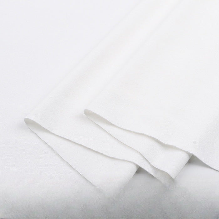 Double-Brushed Stretch Knit Fabric, Warm Cationic Polyester for Thermal Wear - White