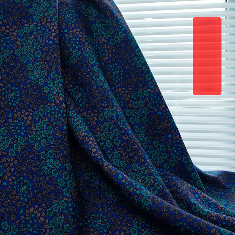 Printed Bonded Fleece-Back Fabric, Warm Corn-Grid Cloth for Jackets & Home - Blue Small Green Flower