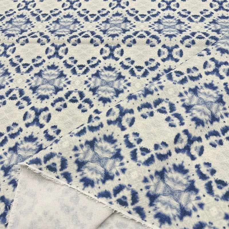 Tie-Dye Indigo Cotton Linen Fabric for Tablecloths & Door Curtains - Tie-Dye Design 3
