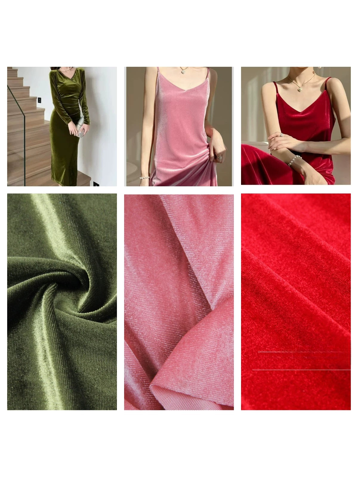 Silky Velvet Fabric, 20 Colors for Dresses, Qipao & DIY