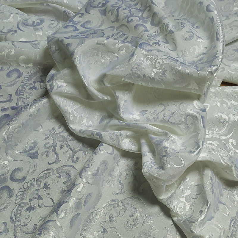 Gold Ingot Jacquard Cotton Fabric By The Yard | 6 Colors, 59" Wide for Robes & Loungewear - Off White