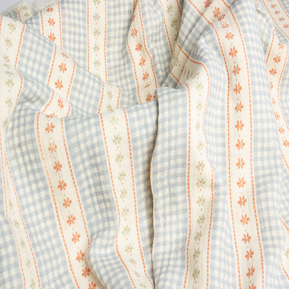 Double Gauze Cotton Fabric - Crinkle Texture Apparel & Craft by the Yard - Stripe Grid
