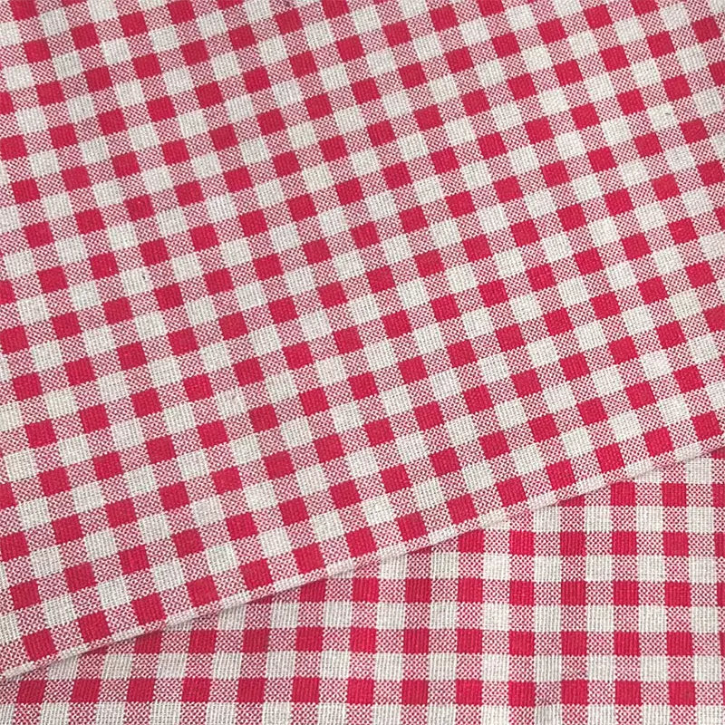 Plaid Cotton Linen Fabric for Tablecloths, Sofa Covers & Crafts - Red Plaid