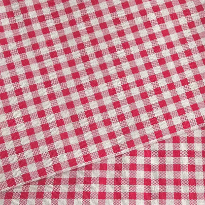 Plaid Cotton Linen Fabric for Tablecloths, Sofa Covers & Crafts - Red Plaid