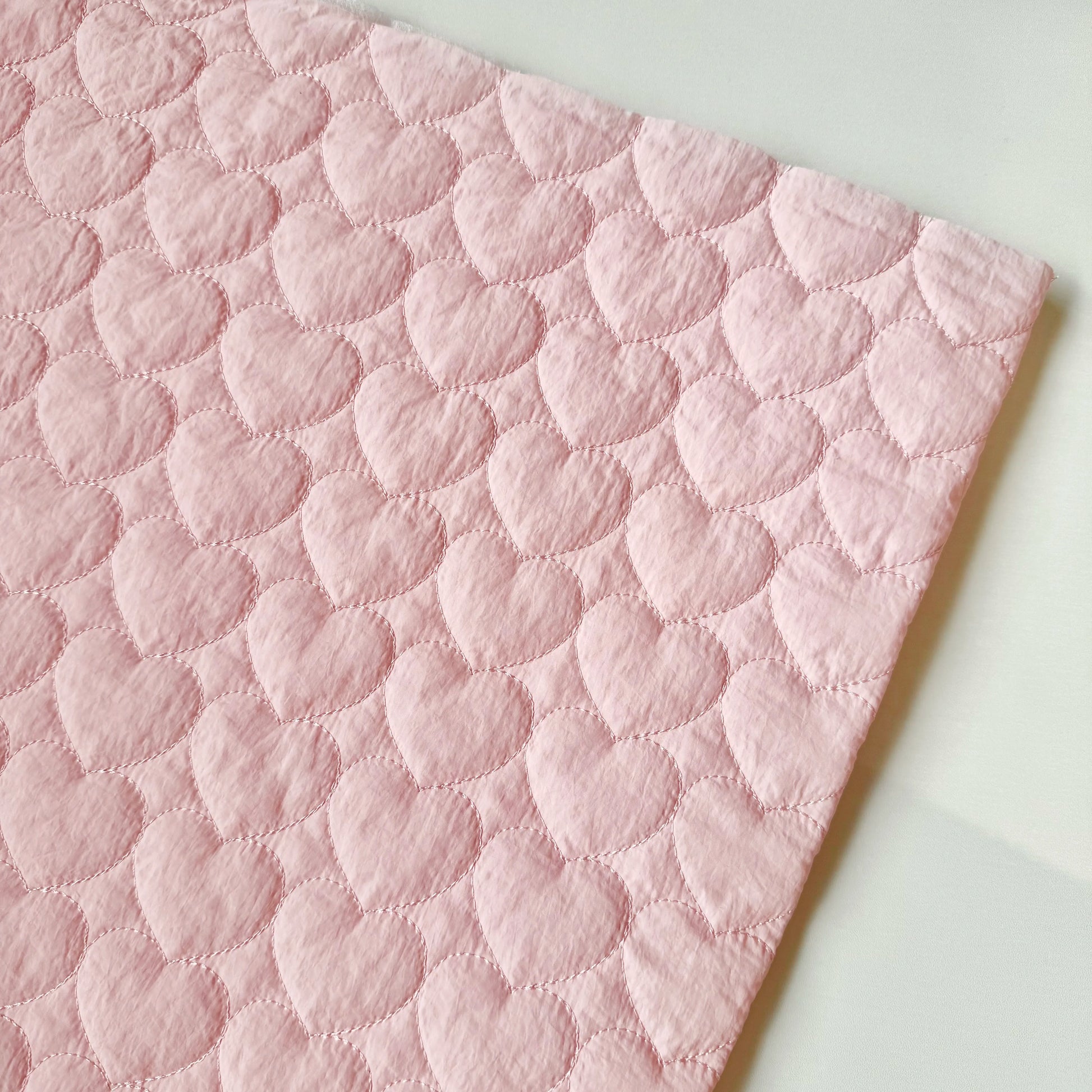 Nylon Quilted Puffer Fabric, Candy Hearts, for Coats, Bags & Cushions - Pink