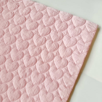 Nylon Quilted Puffer Fabric, Candy Hearts, for Coats, Bags & Cushions - Pink