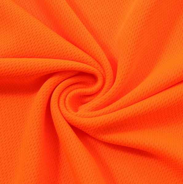 Moisture-Wicking Birdseye Polyester Knit Fabric, 4-Way Stretch - Orange