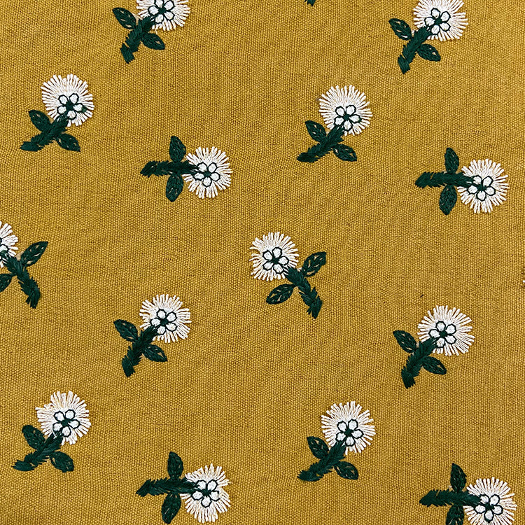 3D Flower Embroidery Fabric, for Dresses, 49 in Wide - Yellow Flower
