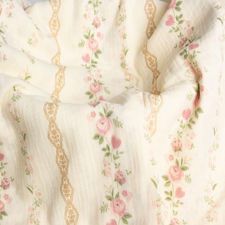 Double Gauze Cotton Fabric - Crinkle Texture Apparel & Craft by the Yard - Pink Rose