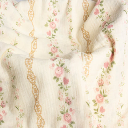 Double Gauze Cotton Fabric - Crinkle Texture Apparel & Craft by the Yard - Pink Rose