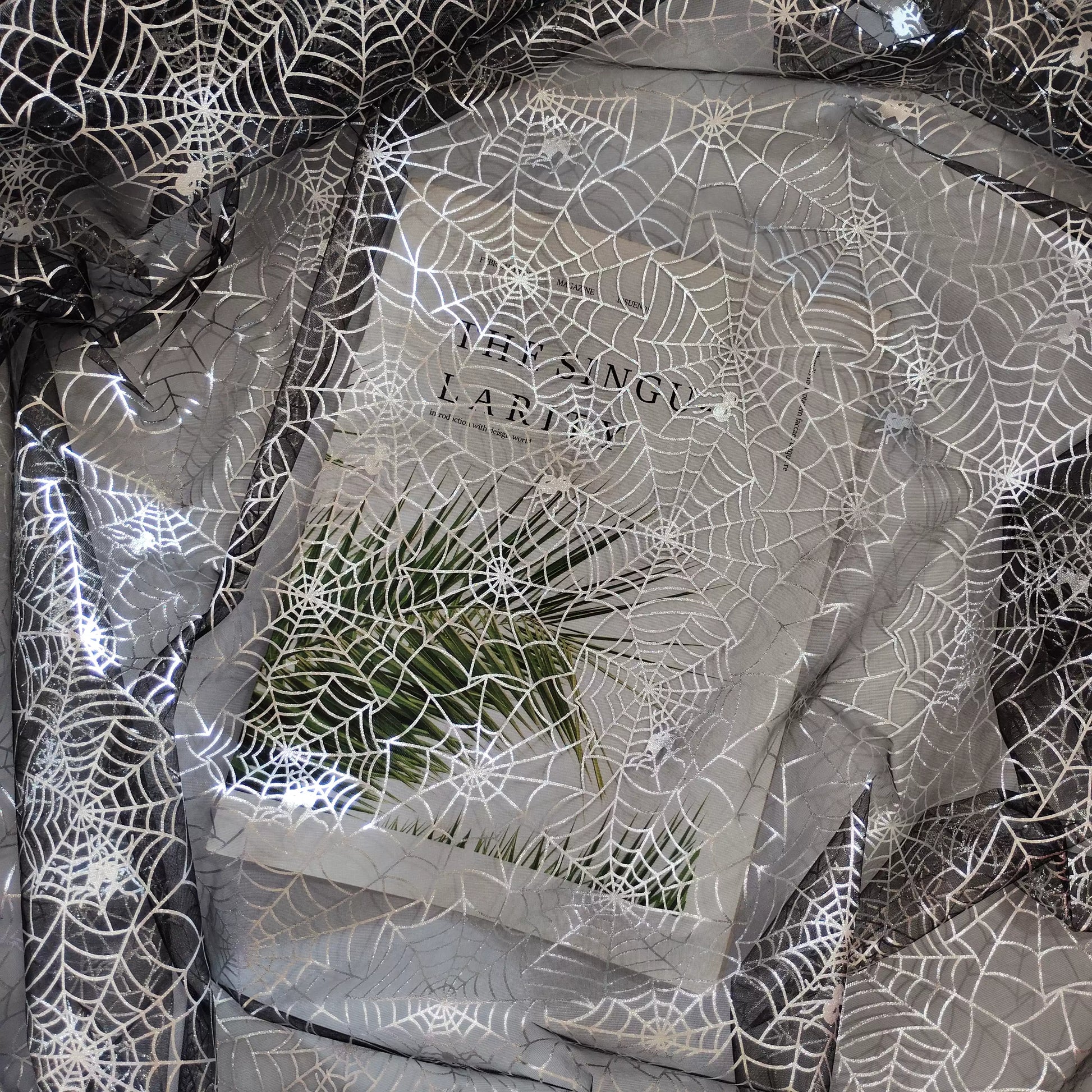 Halloween Foil Spiderweb Mesh, Sheer Net Fabric for Party Decor