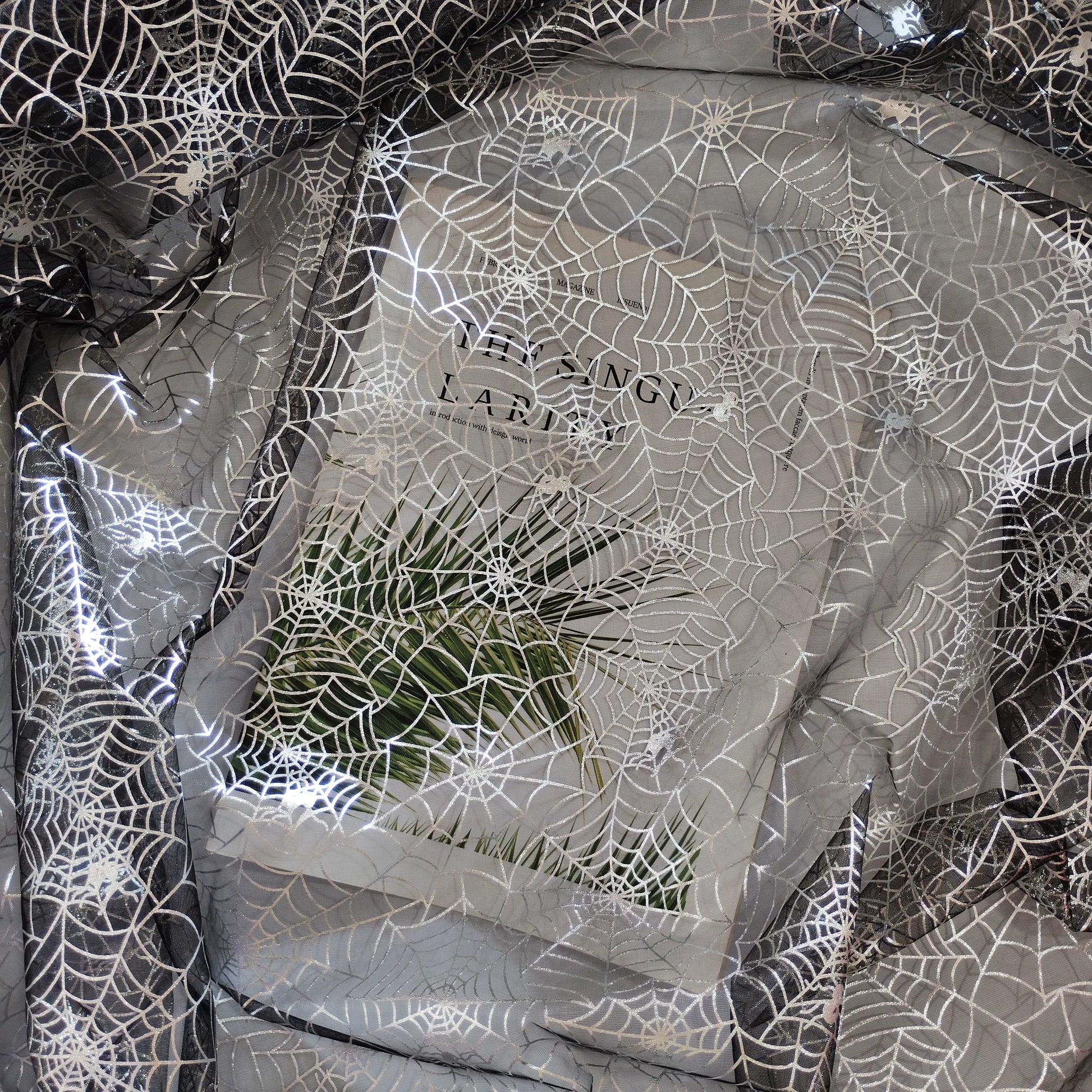 Halloween Foil Spiderweb Mesh, Sheer Net Fabric for Party Decor - Little Spider