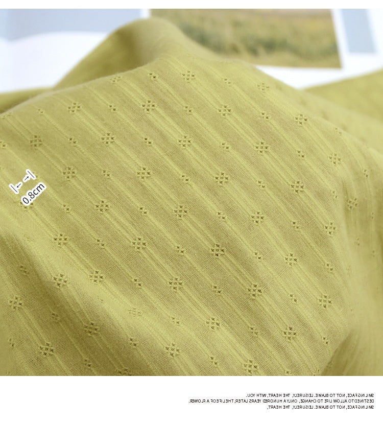 Cotton Jacquard Embroidery Fabric, Palace Floral for Dresses - Autumn Green Pattern C