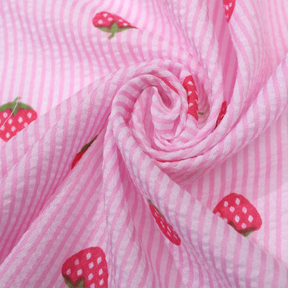 Strawberry Seersucker Fabric By The Yard | 3 Colors, 57" Wide for Children's Wear & Summer Dresses