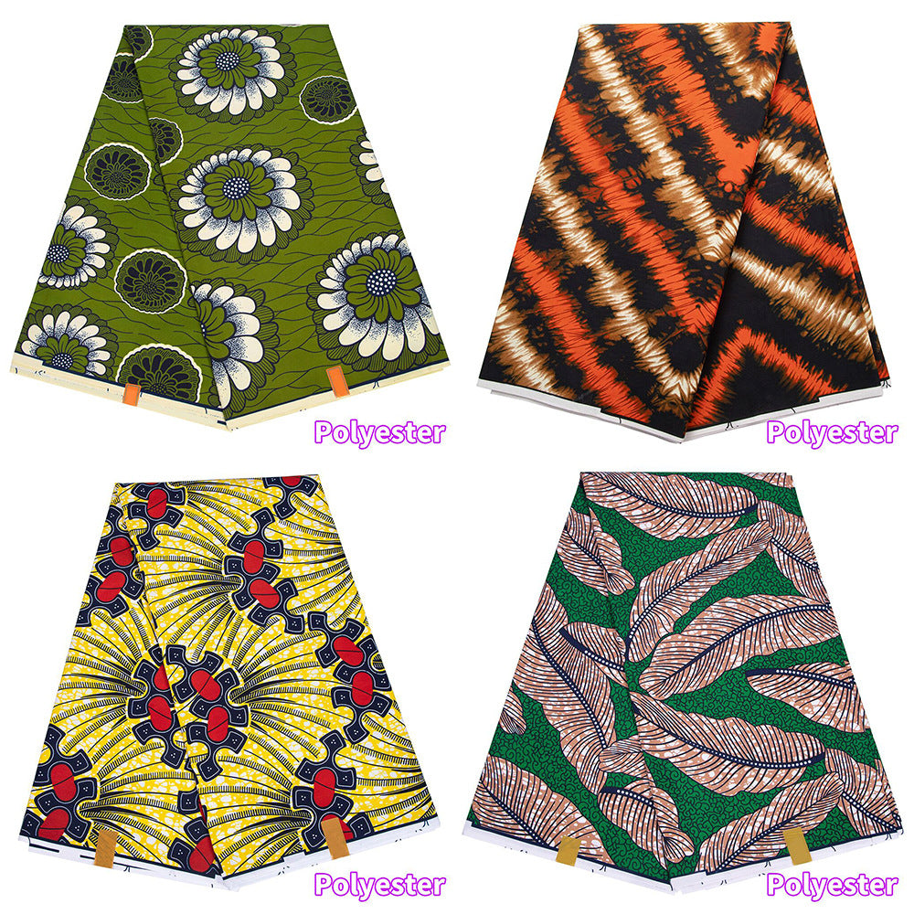African Wax Print Fabric, Double-Sided Polyester (4 Prints)