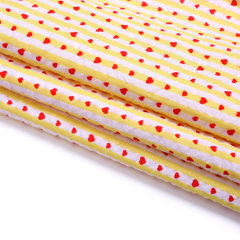 Bubble Stripe Polyester Fabric, Heart Print for Costumes & Crafts