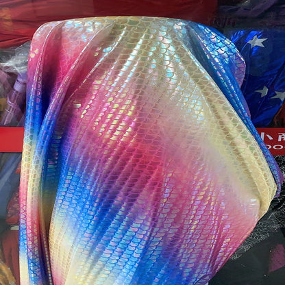 Holographic Stretch Stage Fabric, for Costumes & Backdrops - Rainbow Scale