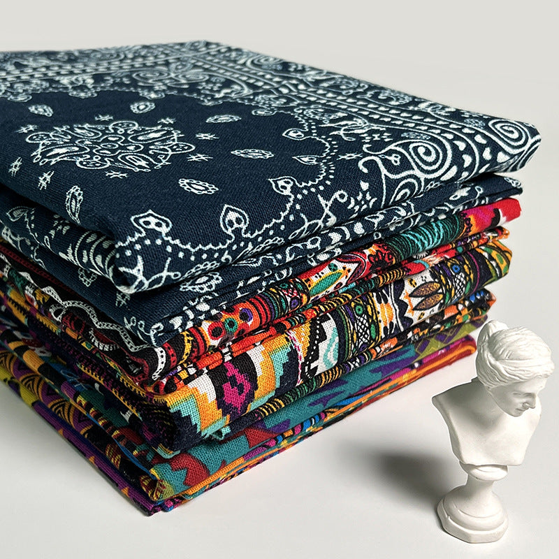 Cotton Linen Fabric, Ethnic Paisley Print, for Tablecloths, Curtains & Bags