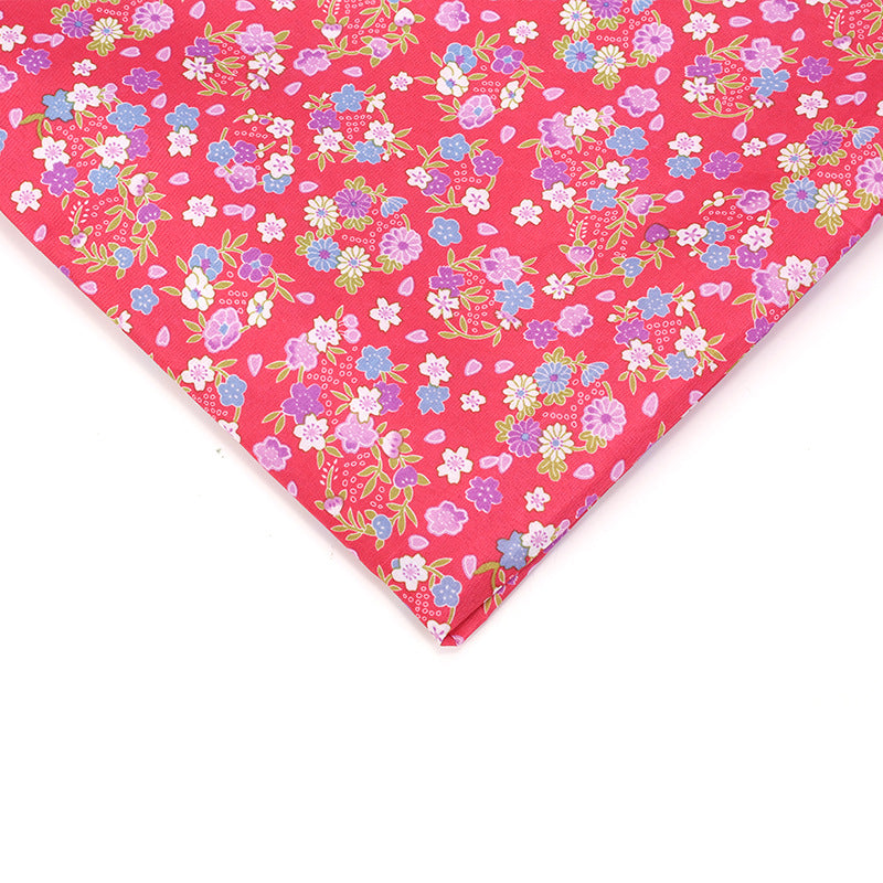 Small Floral Polyester Fabric, Tiny Print Cloth for Bags & Table Linens - Red