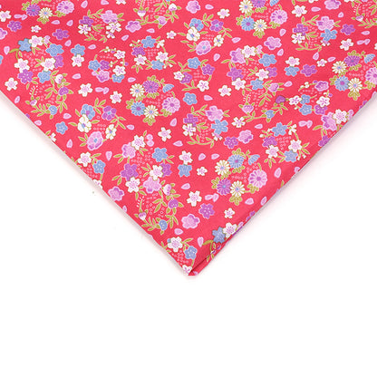 Small Floral Polyester Fabric, Tiny Print Cloth for Bags & Table Linens - Red