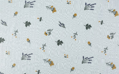 Linen Rayon Plant Embroidery Fabric, 49 in Wide - Blue Cotton