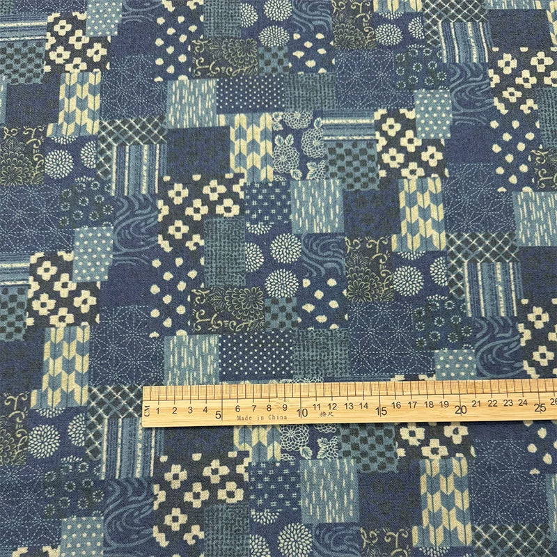 Japanese Geometric Floral Cotton Linen Fabric for Tablecloths