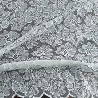 French Court Polyester Lace Fabric, 80 g/m², 125 cm Wide, for Dresses, Table & Piano Cover