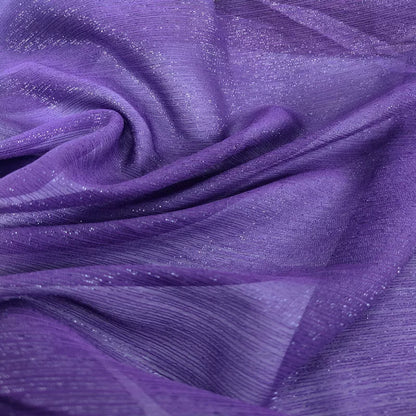 Crinkle Chiffon Fabric with Metallic Shimmer for Hanfu, Dresses & Curtains - Deep Purple