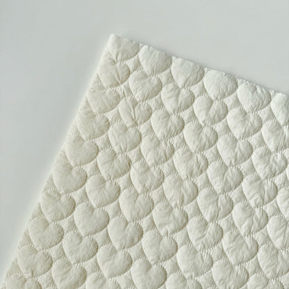 Nylon Quilted Puffer Fabric, Candy Hearts, for Coats, Bags & Cushions - Cream White