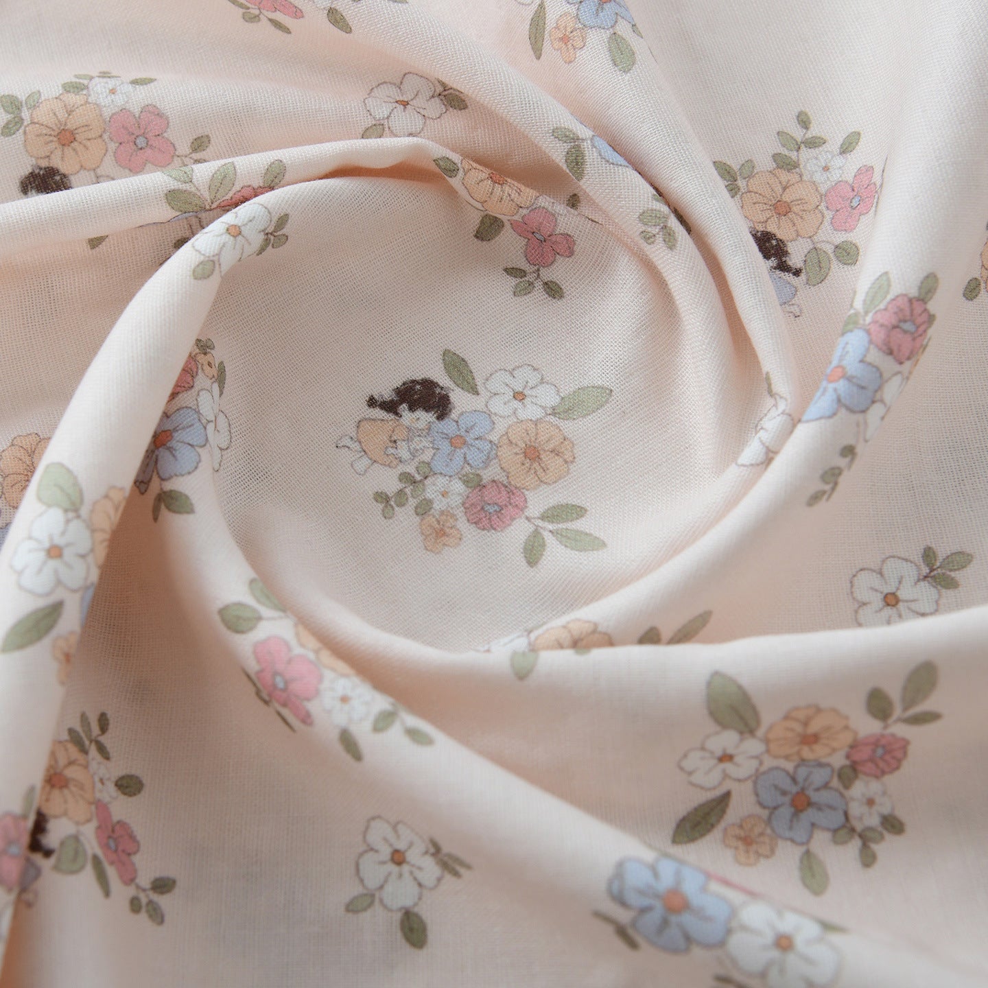 Floral Double Gauze Cotton Fabric - Home Decor & Apparel by the Yard - White Dew Frozen Floral