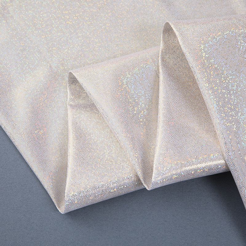 Silver Foil Stretch Stage Fabric, for Live Stream & Stage - White Gold