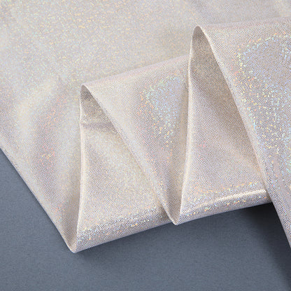 Silver Foil Stretch Stage Fabric, for Live Stream & Stage - White Gold