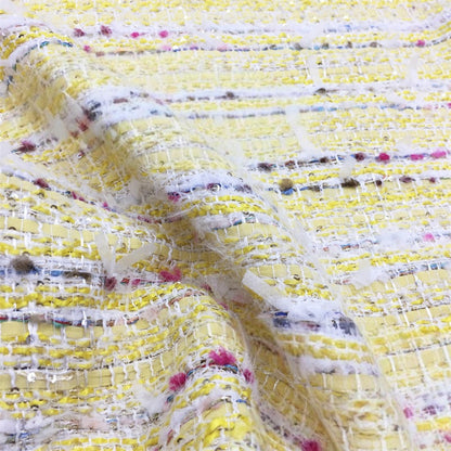 Wool Blend Yellow Tweed Fabric, for Coats & Bags