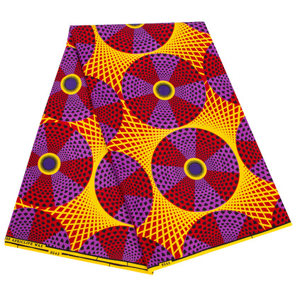 African Wax Print Fabric, Geometric Motif Polyester (3 Prints)