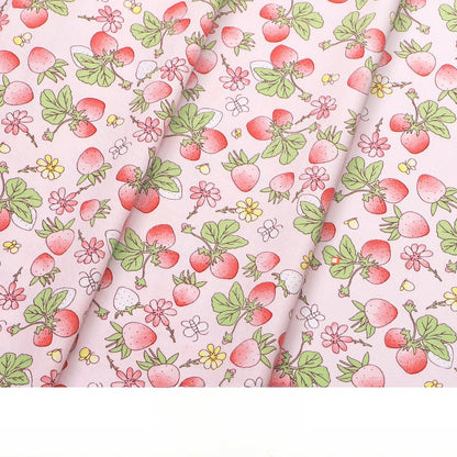 Baby Cartoon Print Cotton Twill Fabric, Cute Kids Cloth for Bedding & Apparel - Pink Strawberry