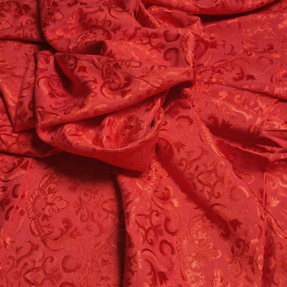 Gold Ingot Jacquard Cotton Fabric By The Yard | 6 Colors, 59" Wide for Robes & Loungewear - Red