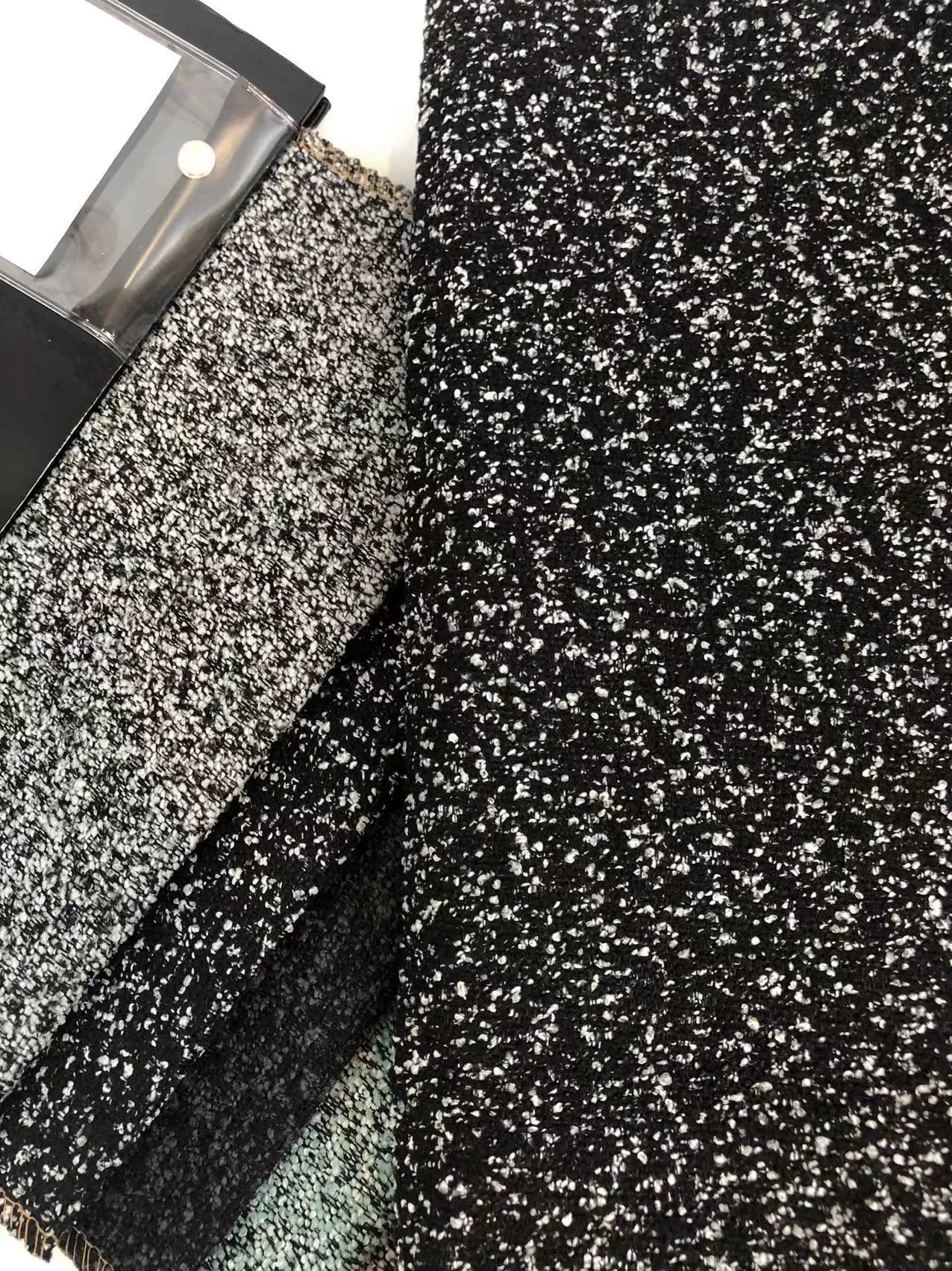 Boucle Loop-Yarn Polyester Fabric, Textured Solid Cloth for Upholstery & DIY - Black