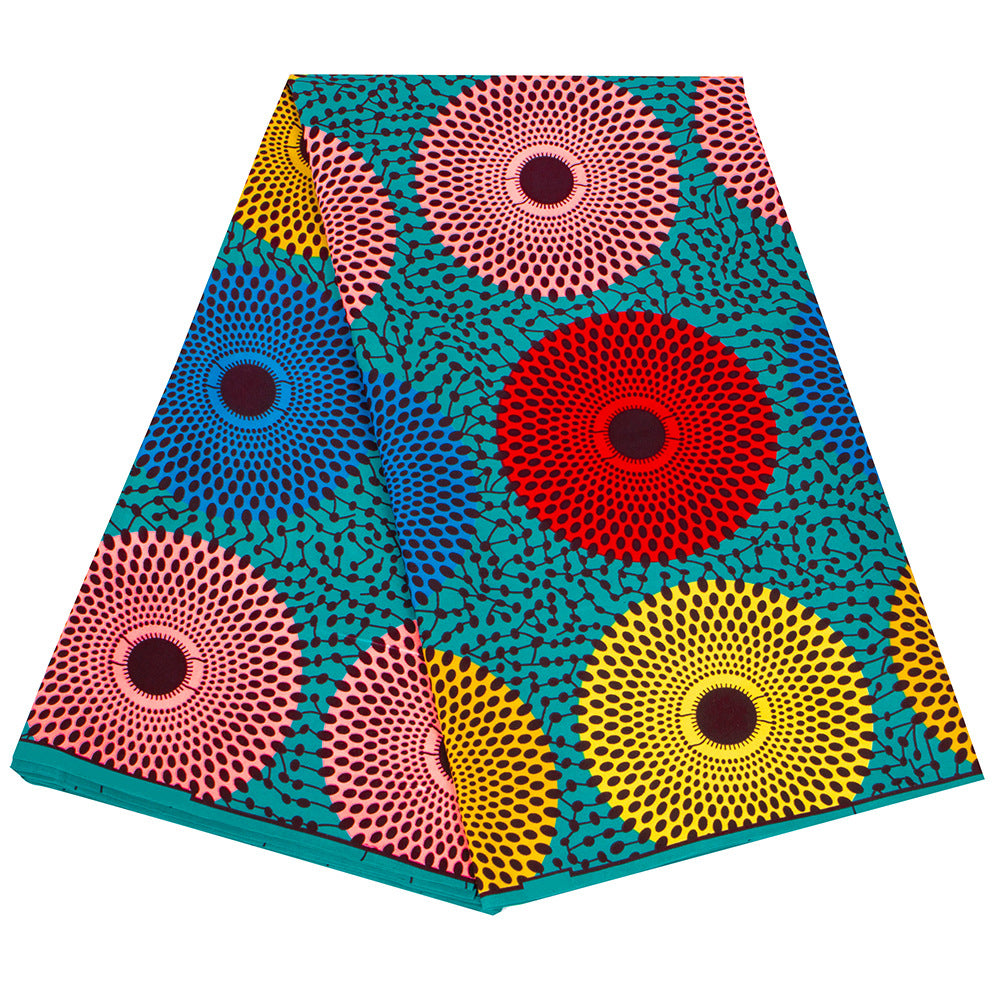 African Wax Print Fabric, Geometric Motif Polyester (3 Prints)
