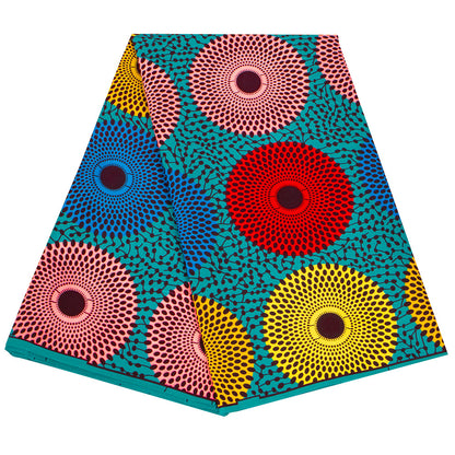 African Wax Print Fabric, Geometric Motif Polyester (3 Prints)