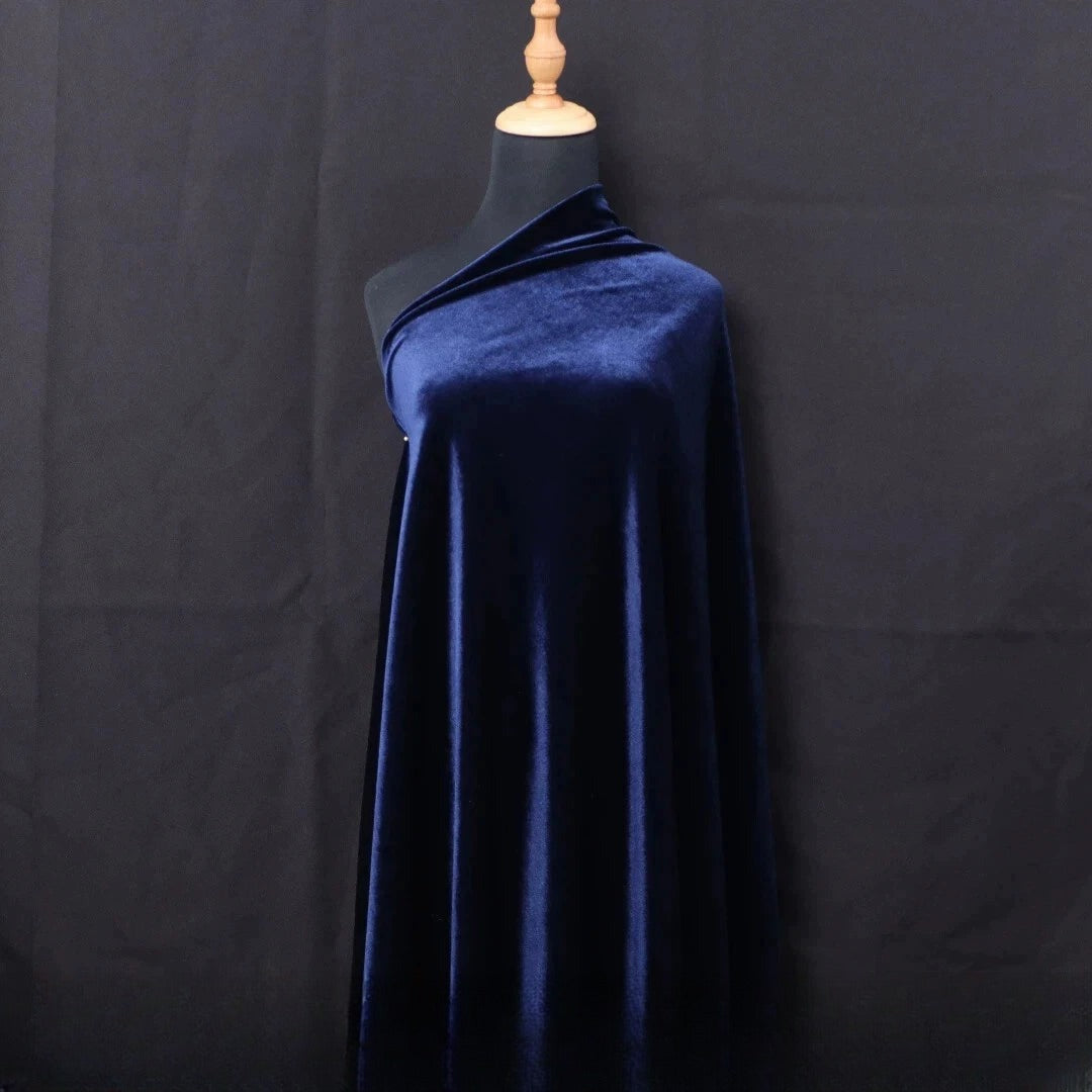 Silky Velvet Fabric, 20 Colors for Dresses, Qipao & DIY - Navy