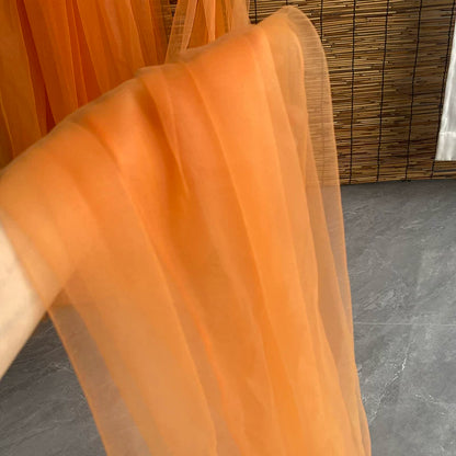 Lightweight Sheer Polyester Tulle Fabric, Soft Netting - Orange
